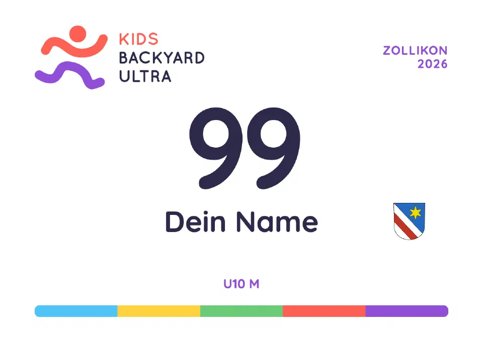 Beispiel einer Startnummer mit Dein Name und dem Zolliker Wappen